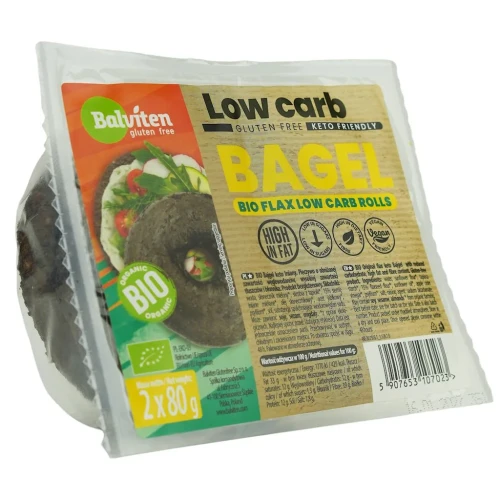 KETO Bajgle LNIANE Ciemne BIO 2x80g bezglutenowe Balviten