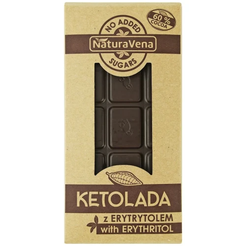 Czekolada Ketolada Gorzka 60% kakao z erytrolem 100g Naturavena