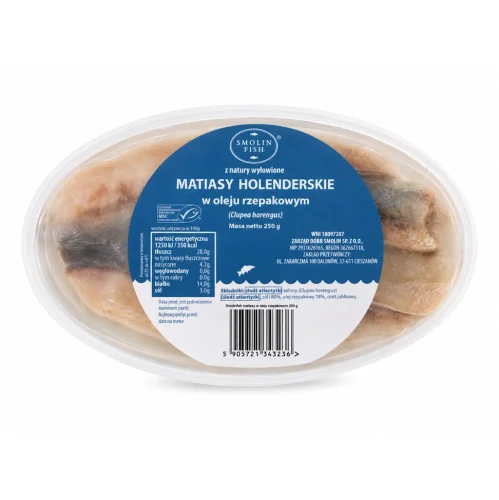 Matjasy Holenderskie MSC w oleju rzepakowym 250g Smolin Fish