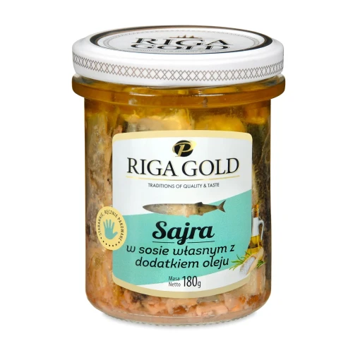 Sajra w sosie własnym z dodatkiem oleju 180g w szklanym słoiku