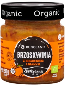 Słodka przekąska Brzoskwinia z siemieniem lnianym bez dodatku cukru BIO 200g Runoland