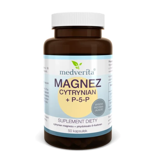 Magnez cytrynian + B6 (P-5-P) 100 kaps/82,5g Medverita