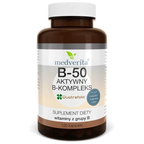Witamina B kompleks B50 aktywne formy 120kaps/55,8g Medverita