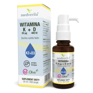 Witamina D3+K2 MK7 w kroplach w oleju MCT 30 ml / 600 kropli Medverita