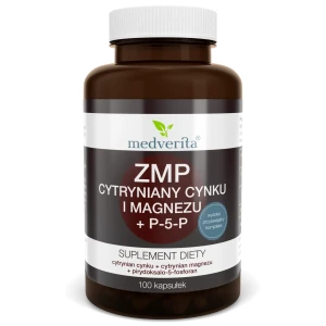 ZMP Magnez+Cynk+B6 (P-5-P) Cytryniany 100 kaps/91,8g Medverita 