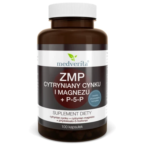 ZMP Magnez+Cynk+B6 (P-5-P) Cytryniany 100 kaps/91,8g Medverita 
