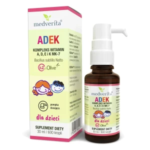 Kompleks Witamin A D E i K MK-7 dla dzieci z beta-karotenem 30ml/600 kropli Medverita