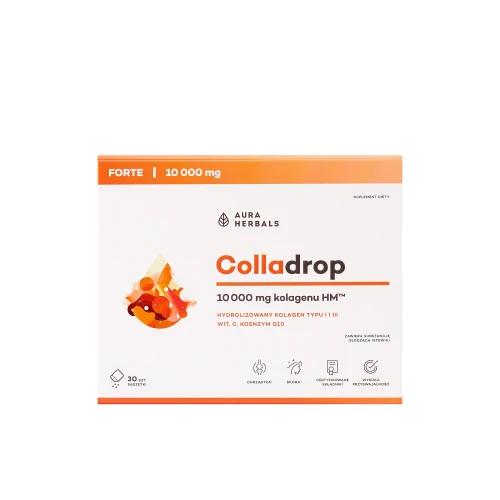 Colladrop forte kolagen morski z witaminą C i koenzymem Q10 30 saszetek Aura Herbals