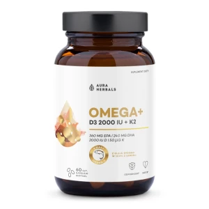 Omega-3 + D3 2000 IU + K2 MK-7 60 kapsułek Aura Herbals