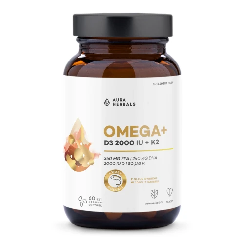 Omega-3 + D3 2000 IU + K2 MK-7 60 kapsułek Aura Herbals