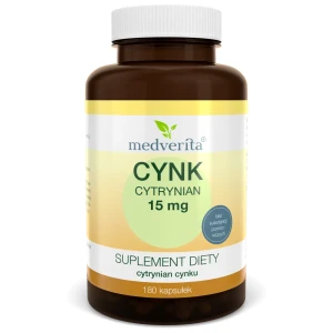 Cynk cytrynian 15mg 180kaps/50,4g Medverita