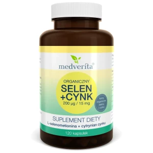 Selen organiczny Selenometionina 200µg +Cynk cytrynian 120kaps/37,2g Medverita