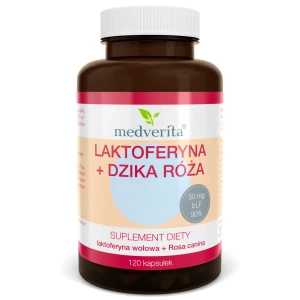 Laktoferyna Wołowa 100 mg + Dzika Róża, 120 kaps. Medverita