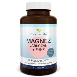 Magnez Jabłczan + B6 (P-5-P) 100 kaps. Medverita