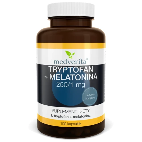 Tryptofan + Melatonina 250/1 mg 100 kapsułek/37g Medverita