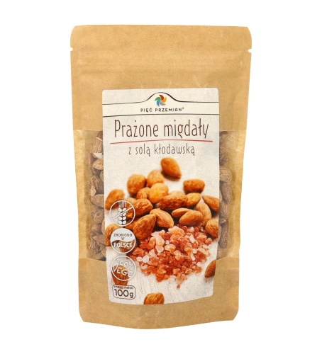 Migdały prażone z solą kłodawską 100g Pięć Przemian