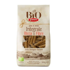 Makaron pełnoziarnisty semolinowy FUSILLI BIO 500 g GRANORO