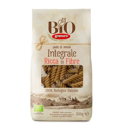 Makaron pełnoziarnisty semolinowy FUSILLI BIO 500 g GRANORO