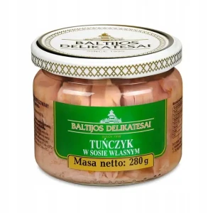 Tuńczyk w sosie własnym szkło 280 g Baltijos Delikatesai