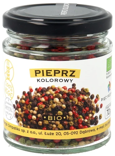 Pieprz kolorowy ZIARNO bezglutenowy BIO 70g Pięć Przemian