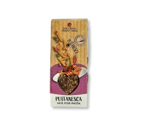 Przyprawa włoska Puttanesca na bazie aromatycznych ziół z czosnkiem i czarnymi oliwkami 40g Collitali