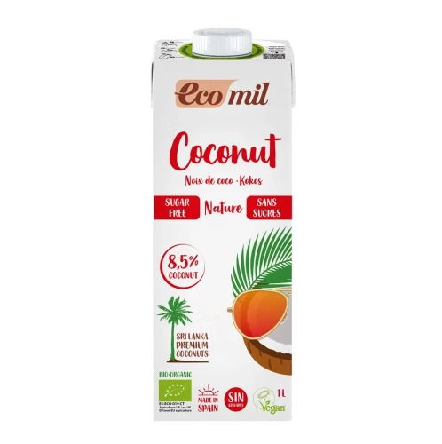 Napój  kokosowy 8,5% bez cukru bezglutenowy BIO 1l ECOMIL