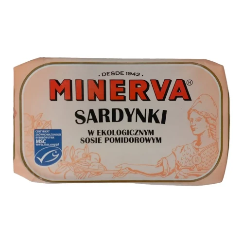 Sardynki portugalskie w pomidorach z BIO oliwą z oliwek extra virgin 120g Minerva