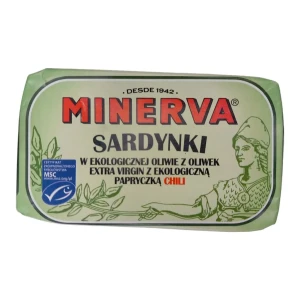 Sardynki portugalskie MSC z chili w BIO oliwie z oliwek extra virgin 120g Minerva