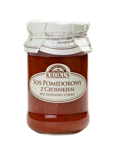 Sos pomidorowy z czosnkiem bez cukru 340g KROKUS
