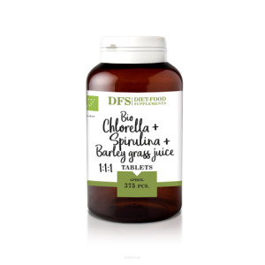 Spirulina+chlorella+sok z pędów młodego jęczmienia BIO 1:1:1 375 kaps/150g