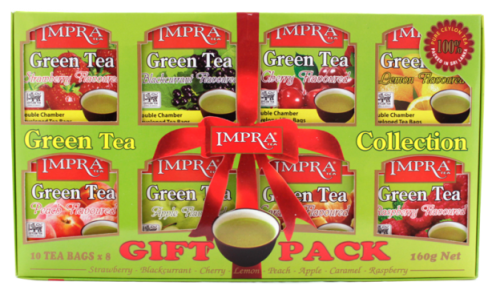 Herbata zielona w zestawie w ośmiu smakach 8 x 10 saszetek IMPRA