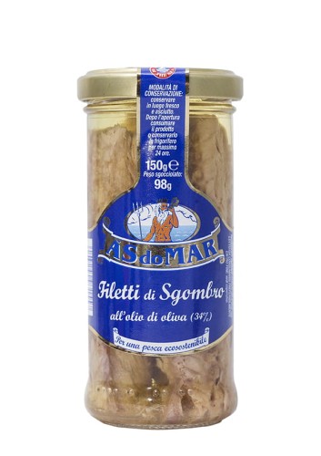 Makrela filet w oliwie z oliwek 150g/98g AS DO MAR 
