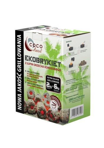 Brykiet węgiel kokosowy do grilla COCOHeat EKO 2kg bezdymny