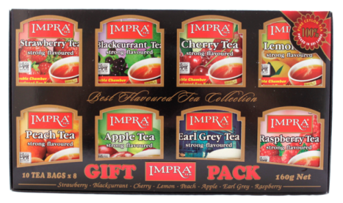 Herbata czarna w zestawie w ośmiu smakach 8 x 10 saszetek IMPRA