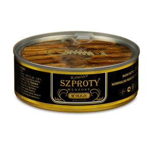 Szproty książęce wędzone w oleju The Best puszka 240g/168g Riga Gold