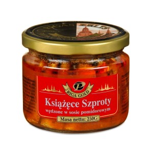 Szproty książęce wędzone w sosie pomidorowym w słoiczku 250g Riga Gold