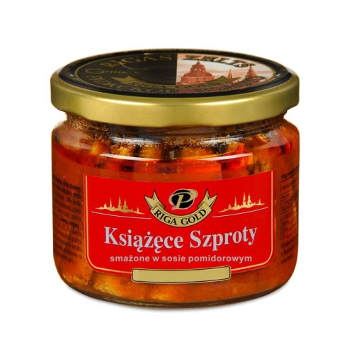 Szproty smażone w sosie pomidorowym w słoiczku 280g Riga Gold