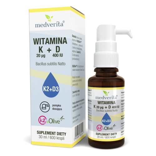Witamina D3+K2 MK7 krople 30 ml / 600 kropli Medverita