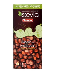 Czekolada gorzka ze stewią z orzechami laskowymi bez cukru bezglutenowa 125 g Torras