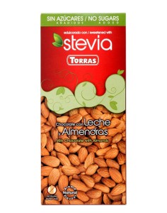 Czekolada mleczna z migdałami ze stewią bez cukru bezglutenowa 125 g Torras