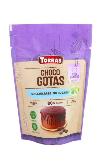 Czekolada gorzka bez cukru ze stewią Choco Gotas w dropsach 200 g Torras