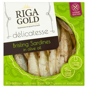 Brisling (sardynka norweska)  w oliwie z oliwek 120g/84g Riga Gold