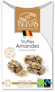 Belgijskie czekoladki trufle z migdałami bezglutenowe BIO 100 g Belvas Fair Trade