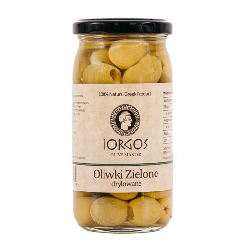 Oliwki zielone greckie drylowane 360g/180g IORGOS