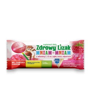 Zdrowy lizak malina bez cukru na ząbki, kości i odporność  6g