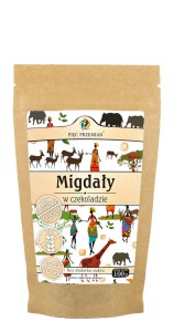 Migdały w czekoladzie bez dodatku cukru bezglutenowe 100 g Pięć Przemian