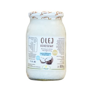 Olej kokosowy tłoczony na zimno mi. 52% kw. laurynowego 900 ml KROPLA OMEGA