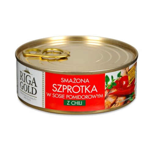 Szproty smażone w pomidorach z chili 240g/150g Riga Gold
