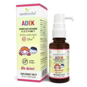 Witamina A D E i K MK-7 dla dzieci 30ml/600 kropli Medverita