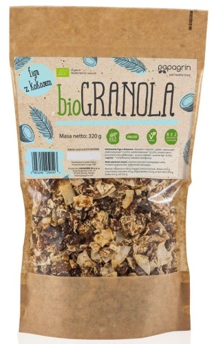 Granola figa z kokosem bezglutenowa BIO 320 g Papagrin